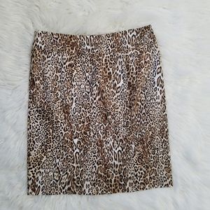 New York & Company Stretch Animal Print Skirt 8